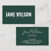 Moderne Emerald Green Chic handtekening Visitekaartje (Voorkant / Achterkant)