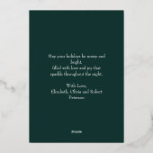 Moderne Emerald Green Fotocollage Kerstgoud Folie Feestdagenkaart (Achterkant)