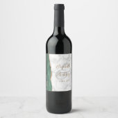 Moderne Emerald Green Gold Agate Marmeren bruiloft Wijn Etiket (Voorkant)