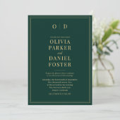 Moderne Emerald Green Gold Foto QR Code Huwelijk Kaart (Staand voorkant)