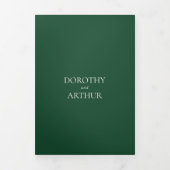Moderne Emerald Green QR-code Elegante bruiloft Drieluik Uitnodiging (Cover)