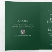Moderne Emerald Green QR-code Elegante bruiloft Drieluik Uitnodiging (Binnenzijde eerst)