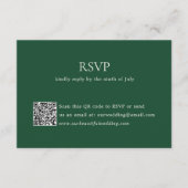 Moderne Emerald Green QR-code Elegante bruiloft RSVP Kaartje (Voorkant)