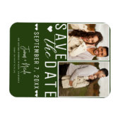 Moderne Emerald Green Save the Date 2 Foto Bruilof Magneet (Horizontaal)