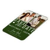 Moderne Emerald Green Save the Date 2 Foto Bruilof Magneet (Linkerzijde)