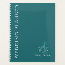Moderne Emerald Groen en Wit-Bruiloft-Planner