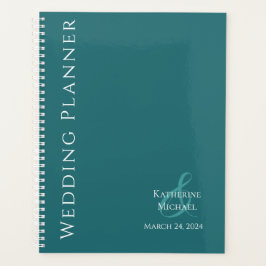 Moderne Emerald Groen en Wit-Bruiloft-Planner Planner