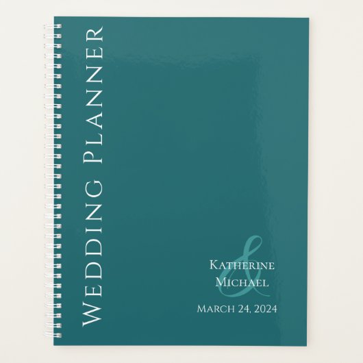 Moderne Emerald Groen en Wit-Bruiloft-Planner Planner (Voorkant)