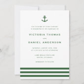 Moderne Emerald Groene Anker Nautische Bruiloft Kaart (Voorkant)