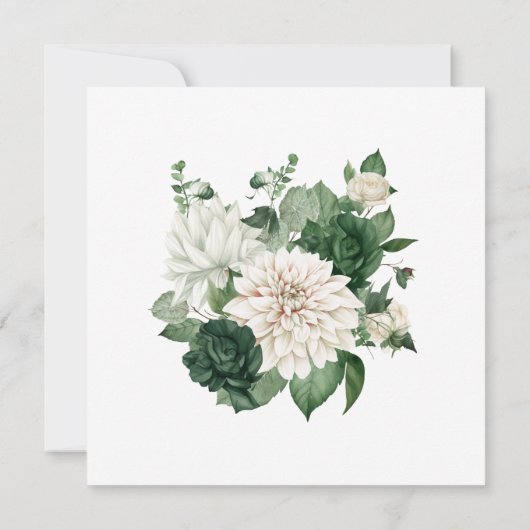 Moderne Emerald Groene Bloemenbruiloft Kaart (Achterkant)