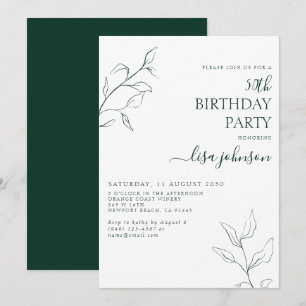 Moderne Emerald Groene Botanische 50e Verjaardag Kaart