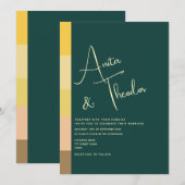 Moderne Emerald Groene Bruiloft Kaart (Voorkant / Achterkant)