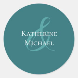 Moderne Emerald Groene Bruiloft Ronde Sticker