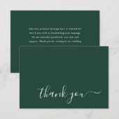 Moderne Emerald Groene Eenvoudige Bruiloft Bedankkaart (Voorkant / Achterkant)
