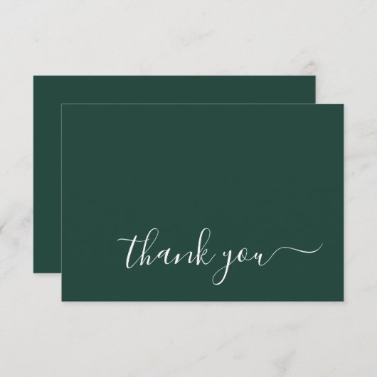 Moderne Emerald Groene Eenvoudige Bruiloft Bedankkaart (Voorkant / Achterkant)