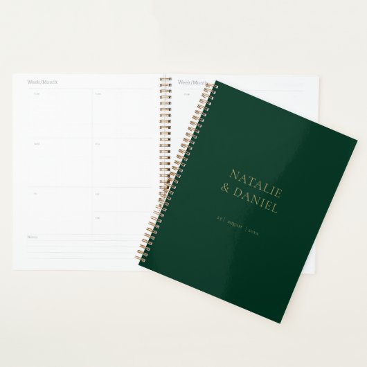 Moderne Emerald Groene en Gouden Chique Bruiloft Planner (Display)