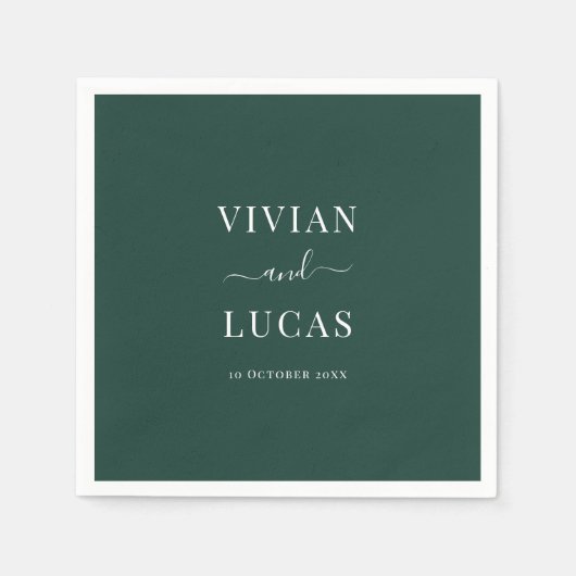 Moderne Emerald Groene Formele Minimale Bruiloft Servet (Voorkant)