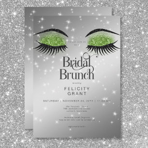 Moderne Emerald Groene Glam Ogen Bridal Brunch Kaart