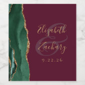 Moderne Emerald Groene Gouden Agaat Bourgondische  Wijn Etiket (Enkel label)