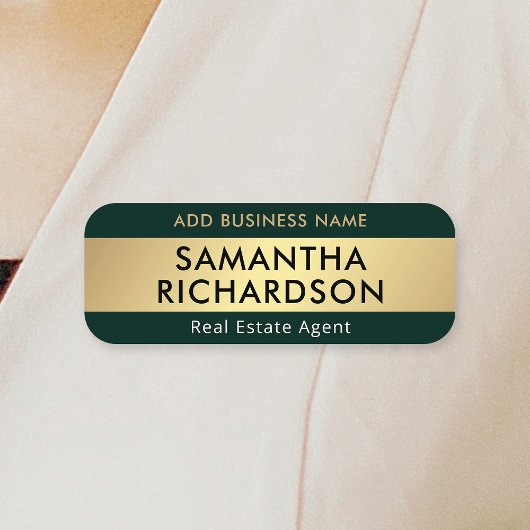 Moderne Emerald Groene & Gouden Medewerker Chique  Naamplaatje