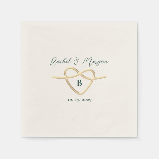 Moderne Emerald Groene Monogram Bruiloft Servet (Voorkant)