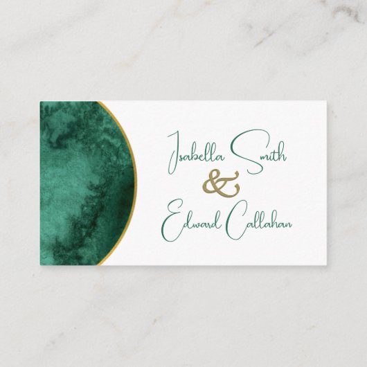 Moderne Emerald Groene Waterverf Bruiloft Website Informatiekaartje (Achterkant)