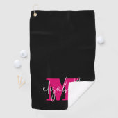 Moderne eminine Monogram op maat Golfhanddoek (Insitu)