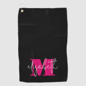 Moderne eminine Monogram op maat Golfhanddoek (Voorkant)