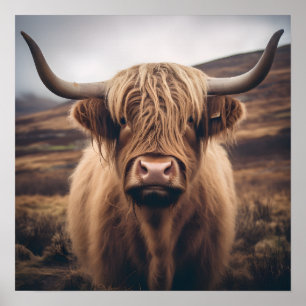 Moderne emotieve hoogland koe poster kunst print