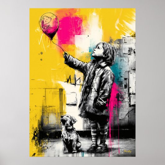 Moderne emotionele kinderballonmuur kunst poster (Voorkant)