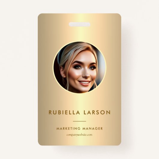Moderne Employee Professional ID foto Gold QR Badge (Voorkant)