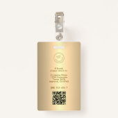 Moderne Employee Professional ID foto Gold QR Badge (Achterkant met clip)