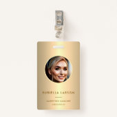 Moderne Employee Professional ID foto Gold QR Badge (Voorkant met clip)