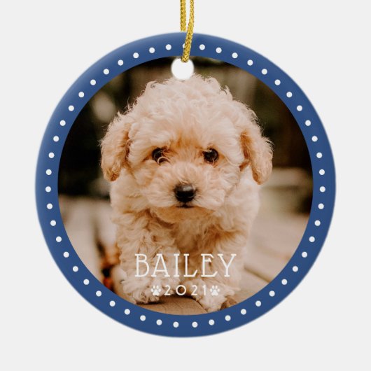 Moderne en afspeelbare Stippen Pet Dog Puppy Paw F Keramisch Ornament (Voorkant)