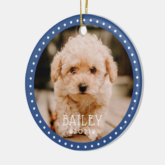 Moderne en afspeelbare Stippen Pet Dog Puppy Paw F Keramisch Ornament (Links)