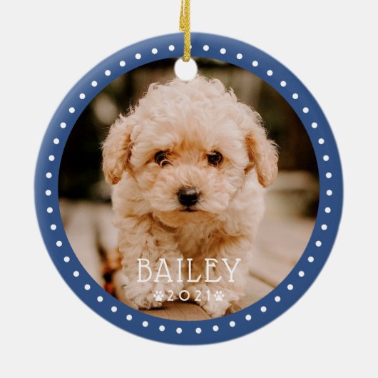 Moderne en afspeelbare Stippen Pet Dog Puppy Paw F Keramisch Ornament (Achterkant)