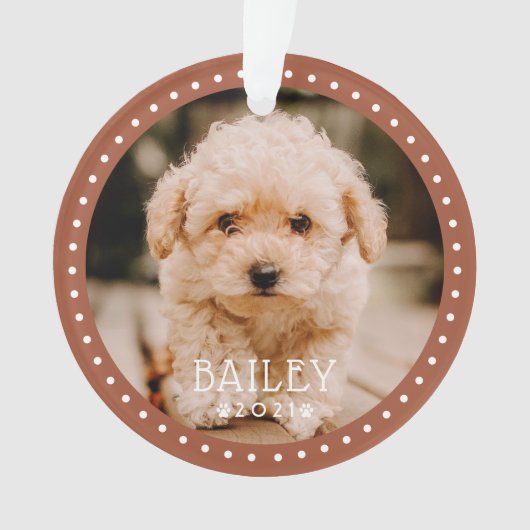 Moderne en afspeelbare Stippen Pet Dog Puppy Paw F Ornament (voorkant)