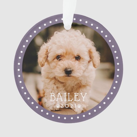 Moderne en afspeelbare Stippen Pet Dog Puppy Paw F Ornament (voorkant)