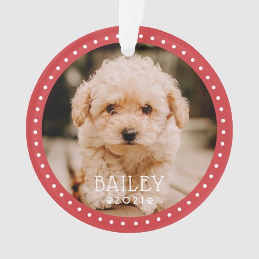 Moderne en afspeelbare Stippen Pet Dog Puppy Paw F Ornament (voorkant)