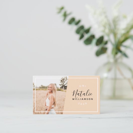 Moderne en afstuderen foto-invoegnaamkaarten contactkaartje (Staand voorkant)