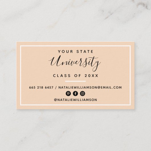 Moderne en afstuderen foto-invoegnaamkaarten contactkaartje (Achterkant)