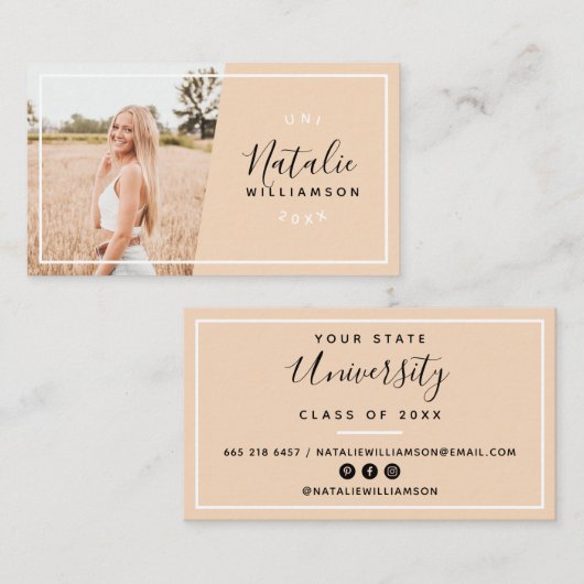 Moderne en afstuderen foto-invoegnaamkaarten contactkaartje (Voorkant / Achterkant)