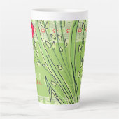 Moderne en artistieke rode bloemen latte mok (Voorkant)