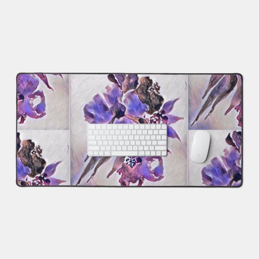 Moderne en artistieke Waterverf Paarse en Violet Bureaumat (Keyboard & Muis)