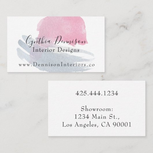 Moderne en artistieke Waterverf Visitekaartje (Voorkant / Achterkant)