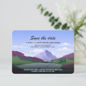 Moderne en bijtende bergen bewaren de datumkaart informatiekaartje (Staand voorkant)