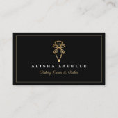Moderne en chic Bakery Pipet Bag Logo Black & Gold Visitekaartje (Voorkant)