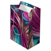 Moderne en Chic-Viva Magenta Turquoise en Goud Medium Cadeauzakje (Voorkant Gekanteld)