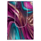 Moderne en Chic-Viva Magenta Turquoise en Goud Medium Cadeauzakje (Achterkant)