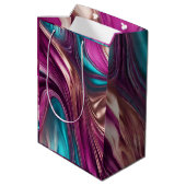 Moderne en Chic-Viva Magenta Turquoise en Goud Medium Cadeauzakje (Achterkant Gekanteld)